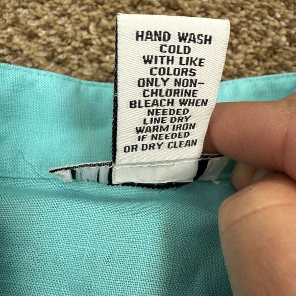 Carole Little Women’s 100% Linen Turquoise Tunic Top 3/4 Sleeve Sz 10 Coastal - Picture 4 of 9